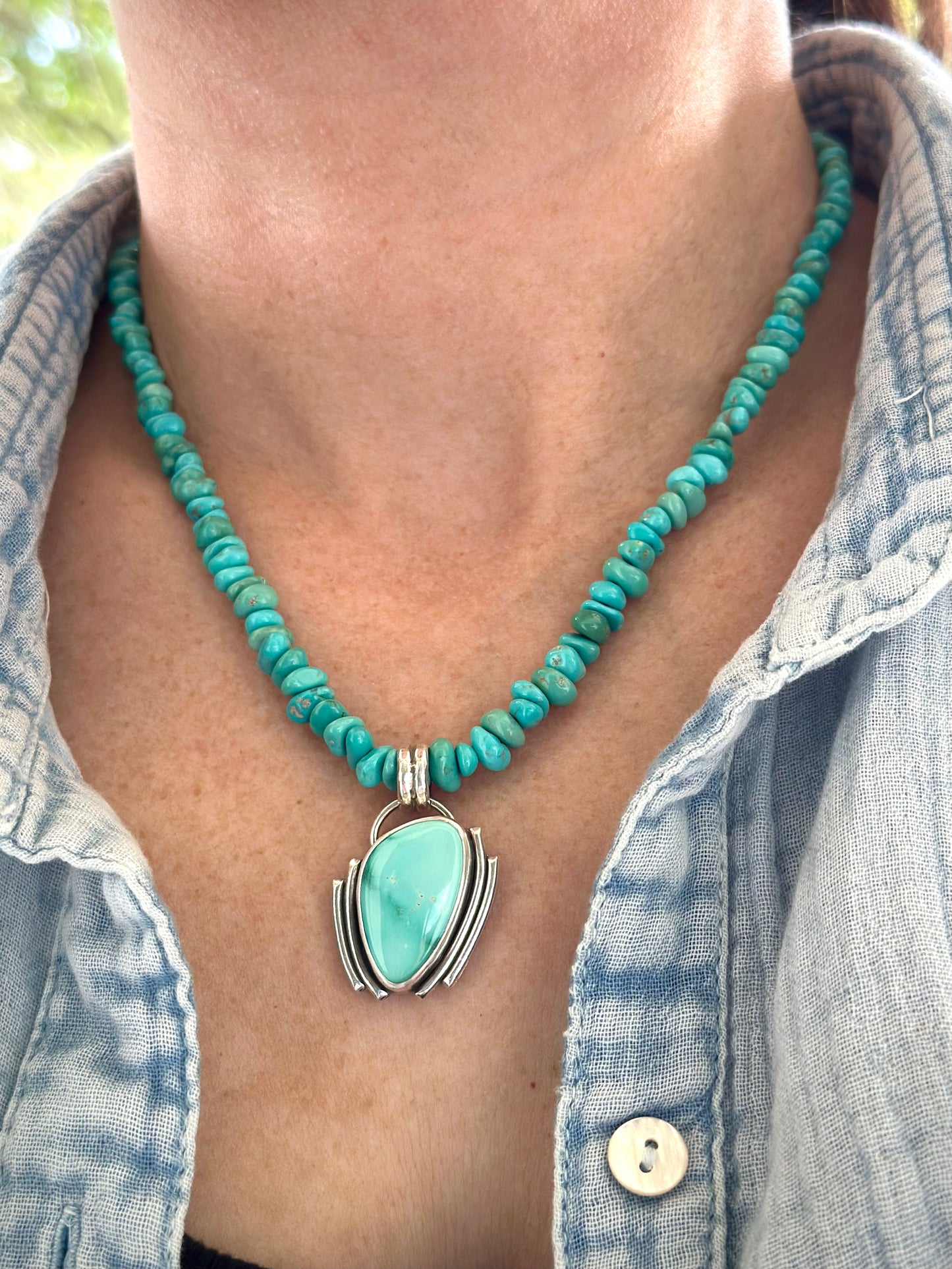 Fox Turquoise Art Deco Pendant in Blue v2