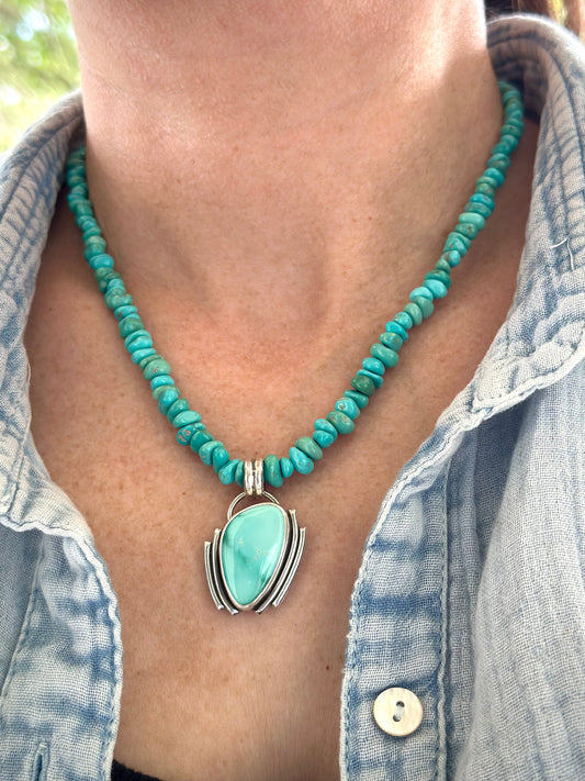 Fox Turquoise Art Deco Pendant in Blue v2