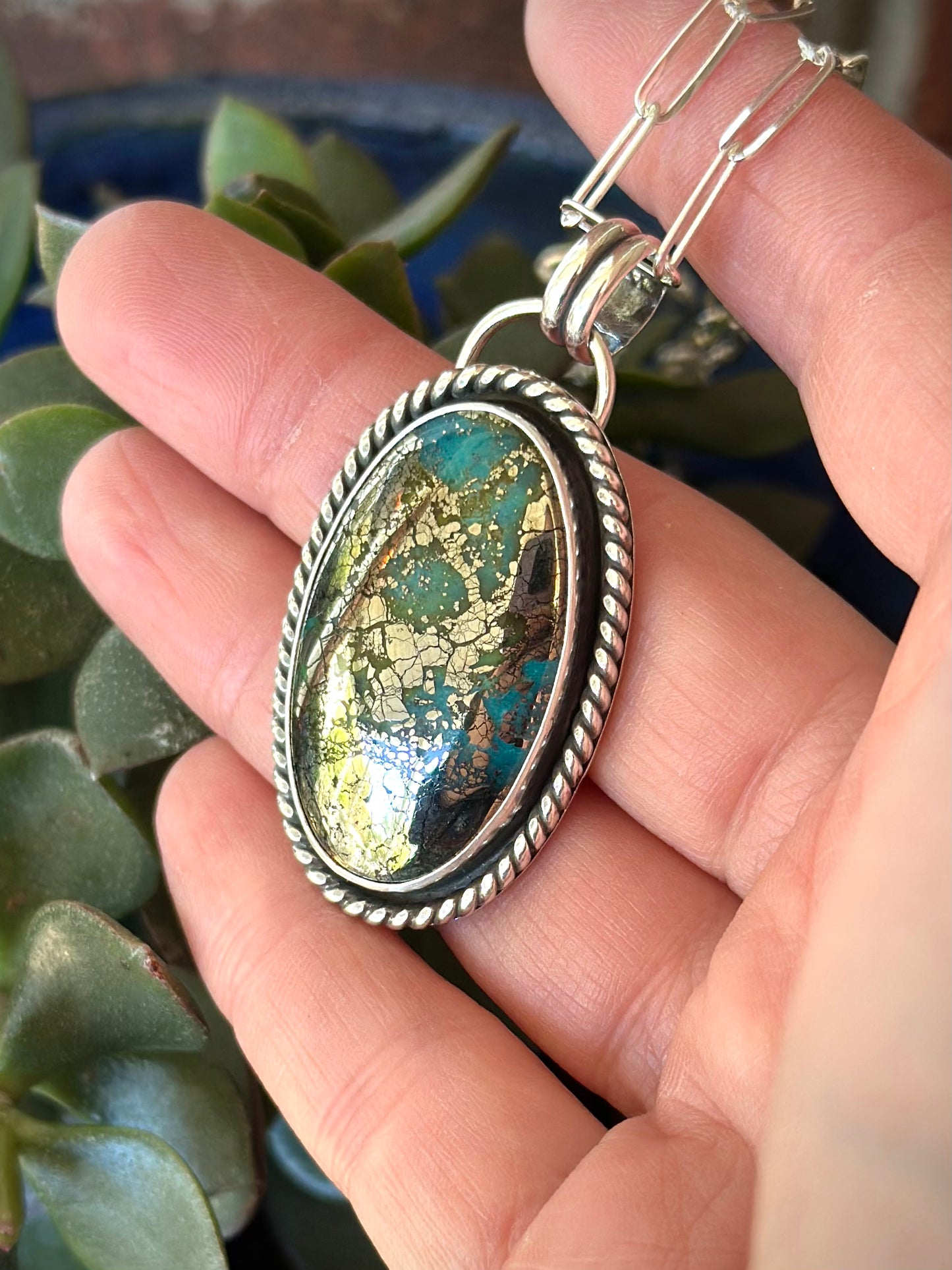 Morenci 2 Turquoise Chunky Twist Pendant