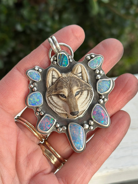Opals + Laura Mears Wolf Face Pendant