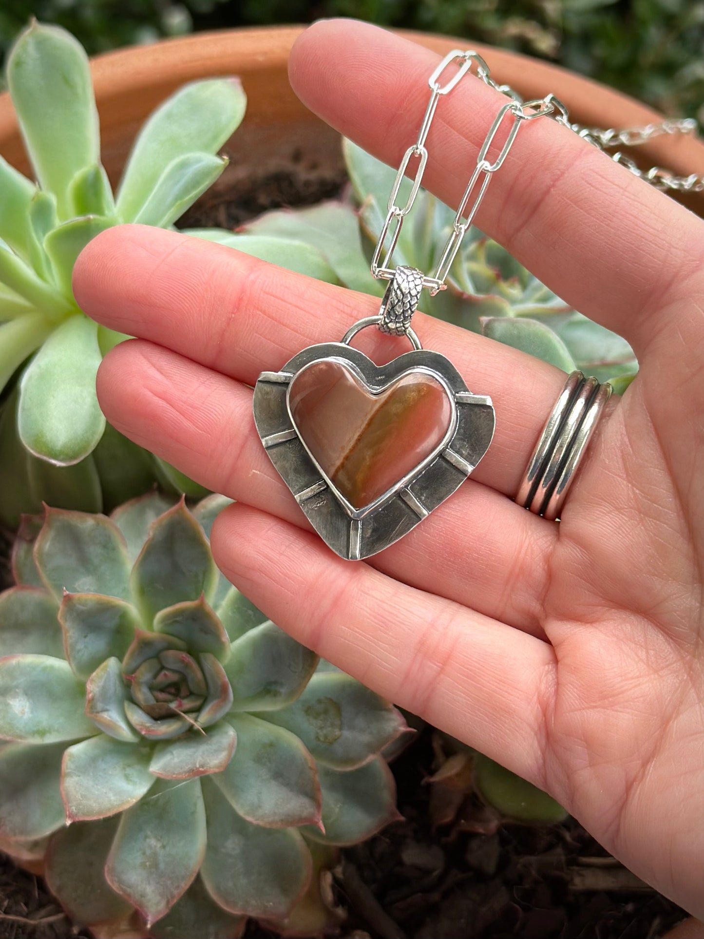 Polychrome Jasper Radiant Heart Pendant in Red v2