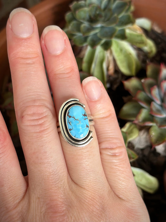 Golden Hills Turquoise Art Deco Ring size 6.75