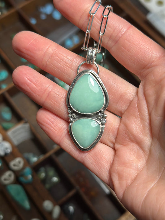 Double Desert Bloom Variscite Totem Necklace