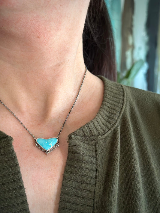 Royston Turquoise Suspended Heart Pendant in Blue