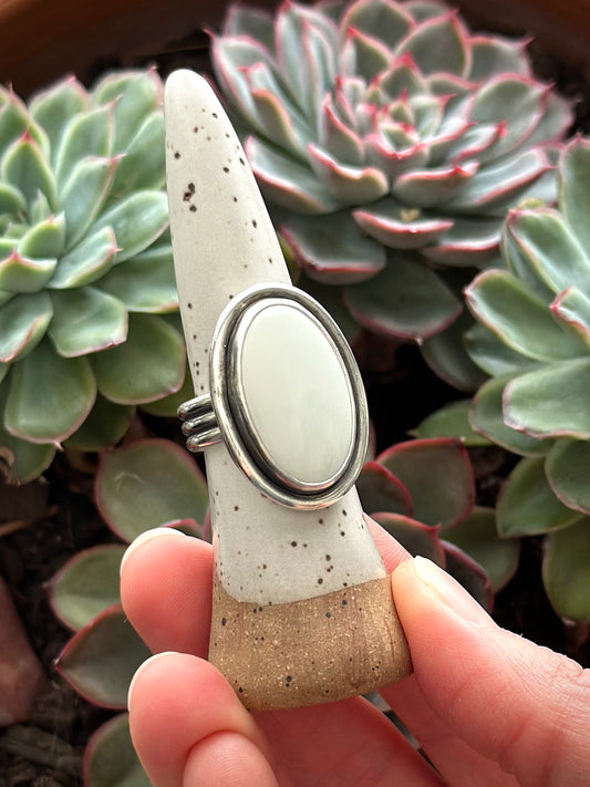 Emerald Basin Variscite Shadowbox Ring in size 9