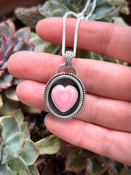 Pink Conch Shell Heart Pendant