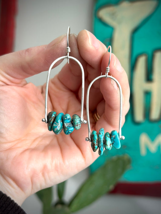 Sierra Nevada Turquoise Long Hoop Earrings
