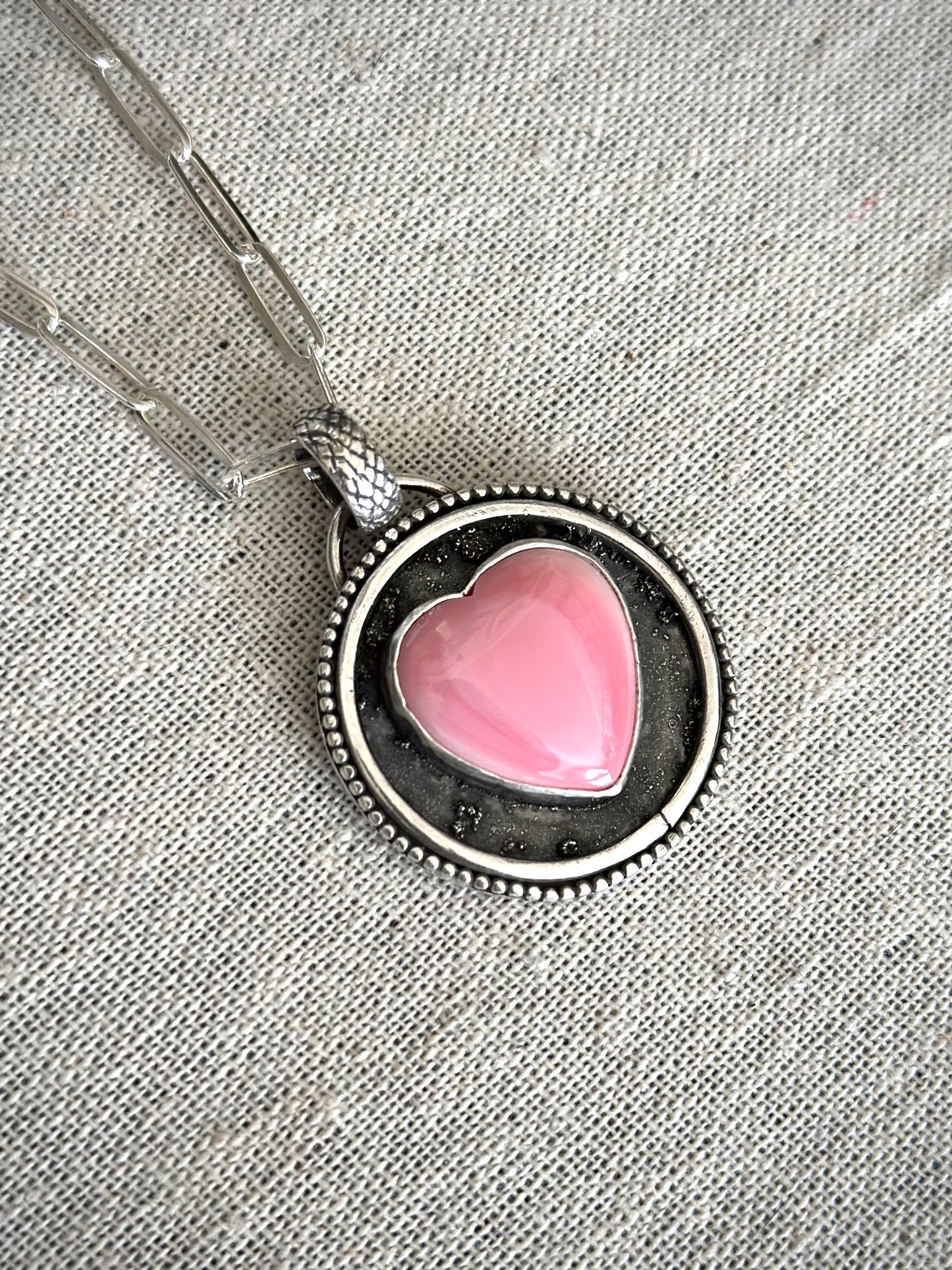 Pink Conch Shell Heart Pendant