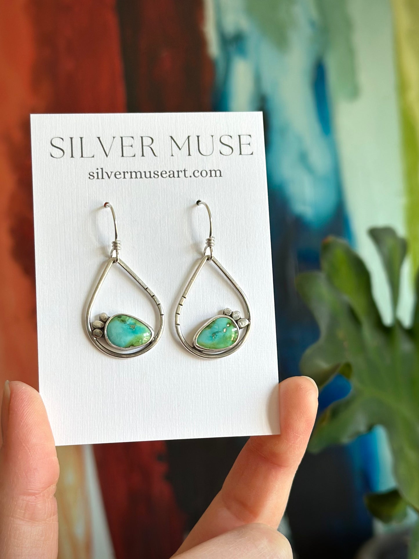 Sonoran Turquoise Teardrop Hoop Earrings in Blue-Green v2