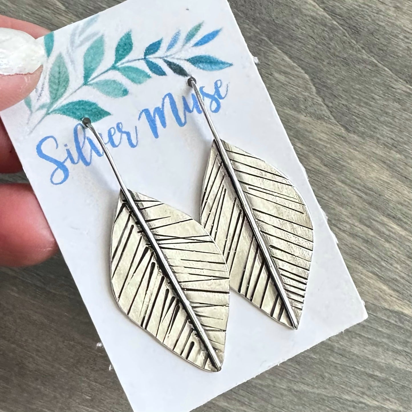Leaf Earrings in Sterling Silver