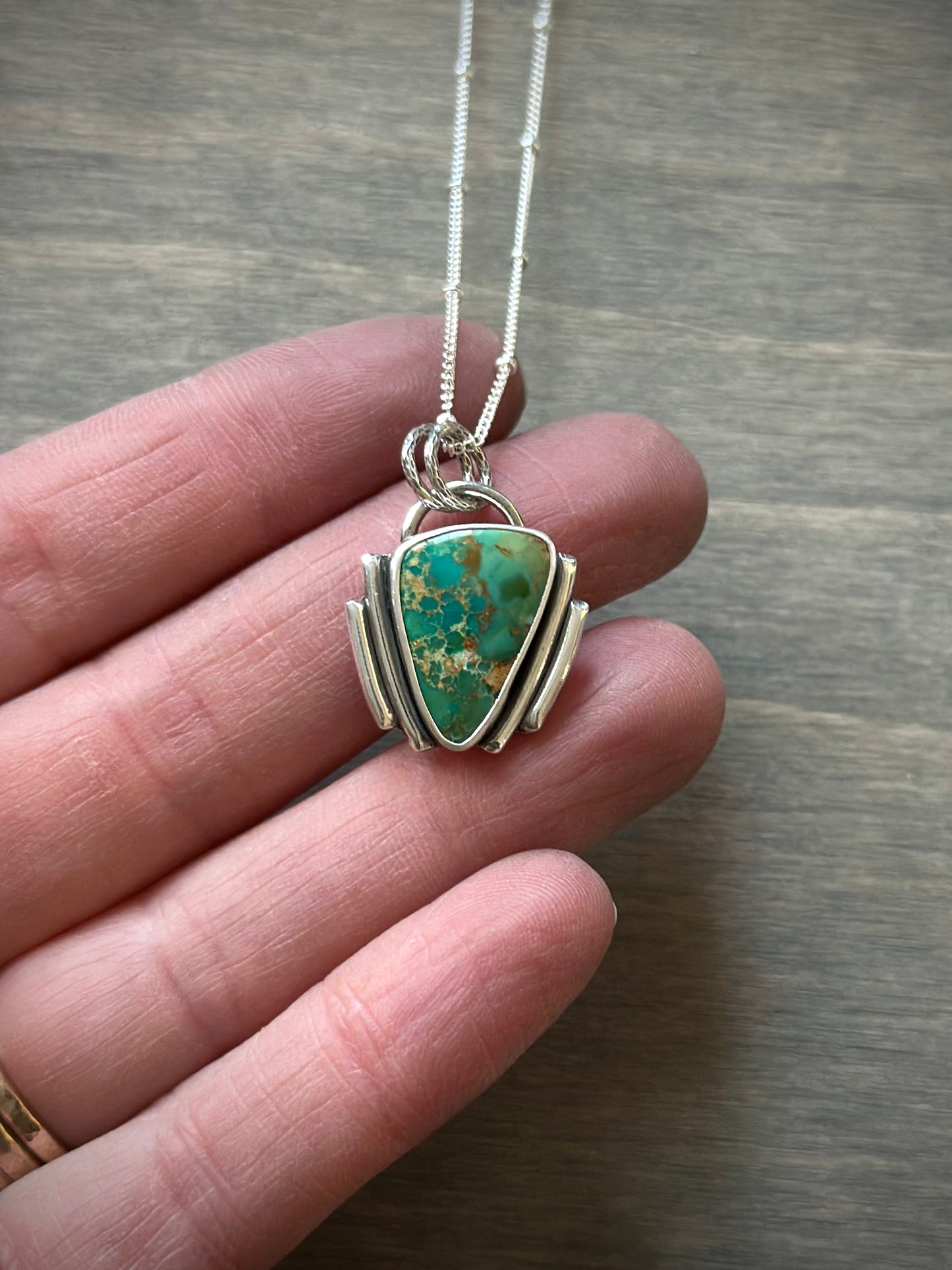 Art Deco Small Royston Turquoise Pendant in green