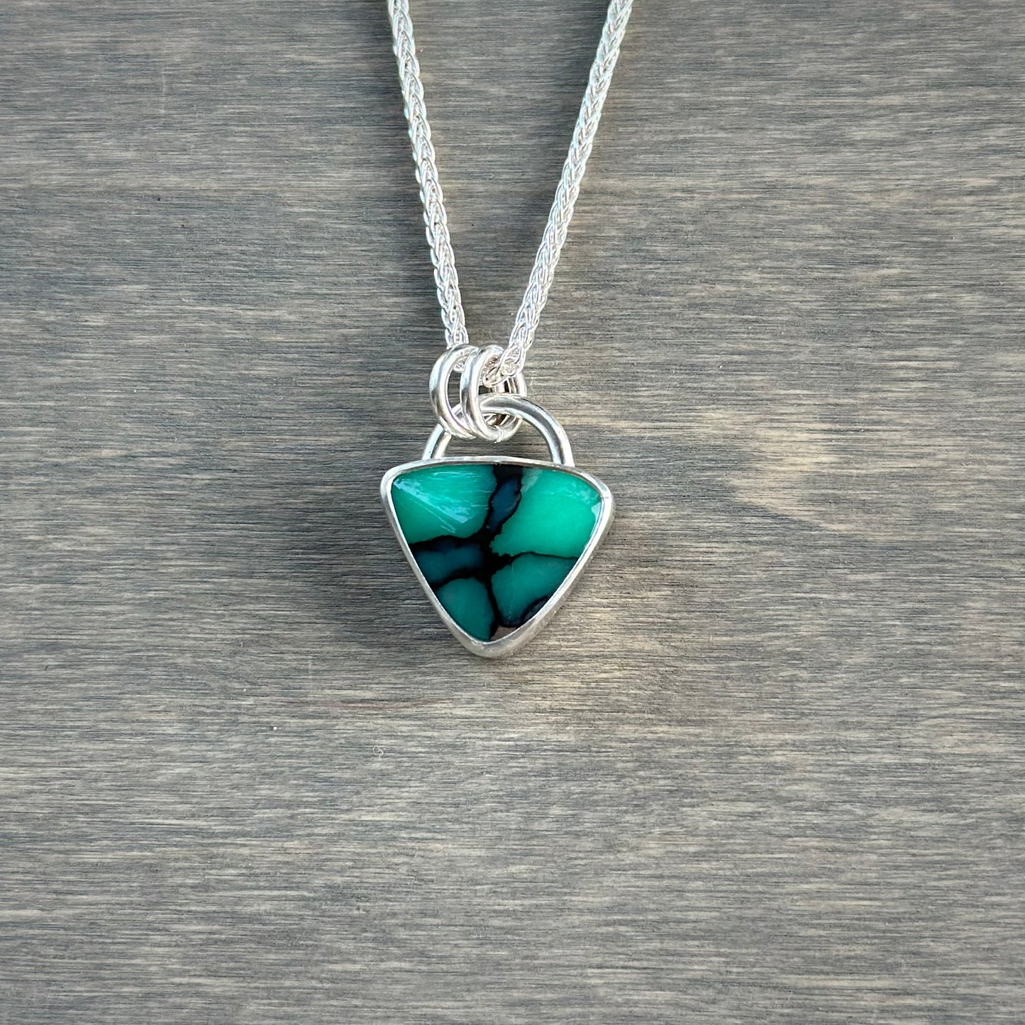 Desert Bloom Variscite Tiny Trillion Pendant