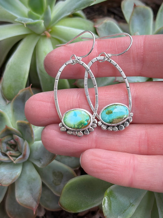 Sonoran Turquoise Oval Hoop Earrings in Pale Green