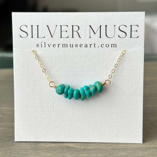 Turquoise Mountain Turquoise Bar Necklace in 14k Gold Fill