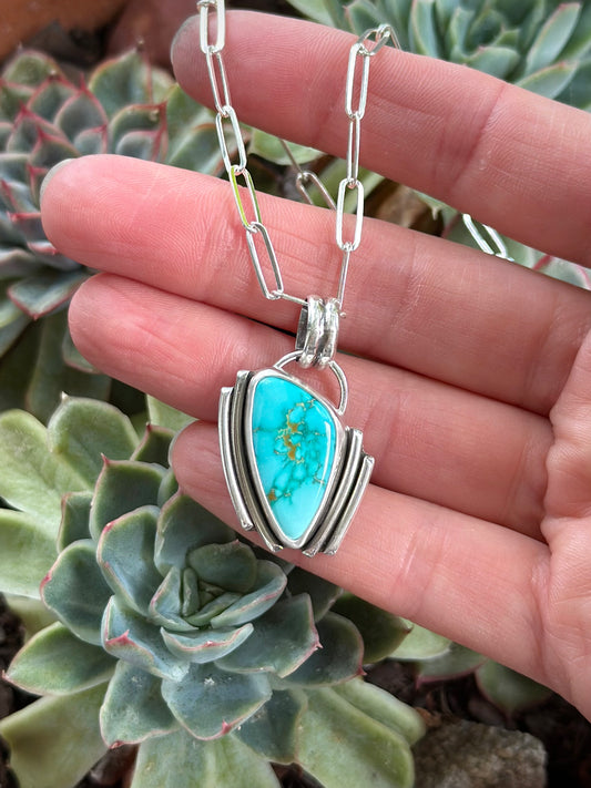 Fox Turquoise Art Deco Pendant in Blue v2