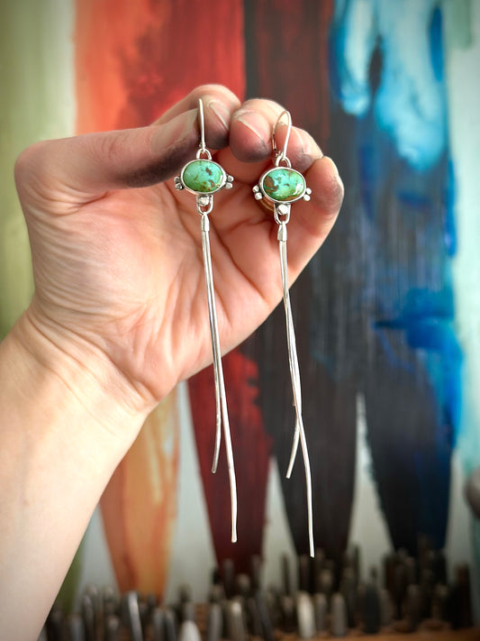 Sonoran Turquoise Fringe Earrings in Green v2
