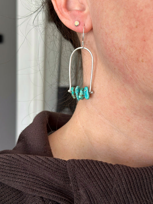 Sierra Nevada Turquoise Long Hoop Earrings