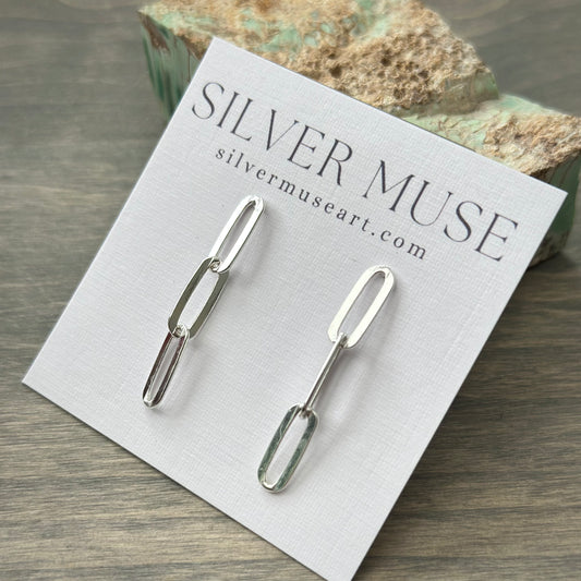 Paperclip Chain Post Earrings