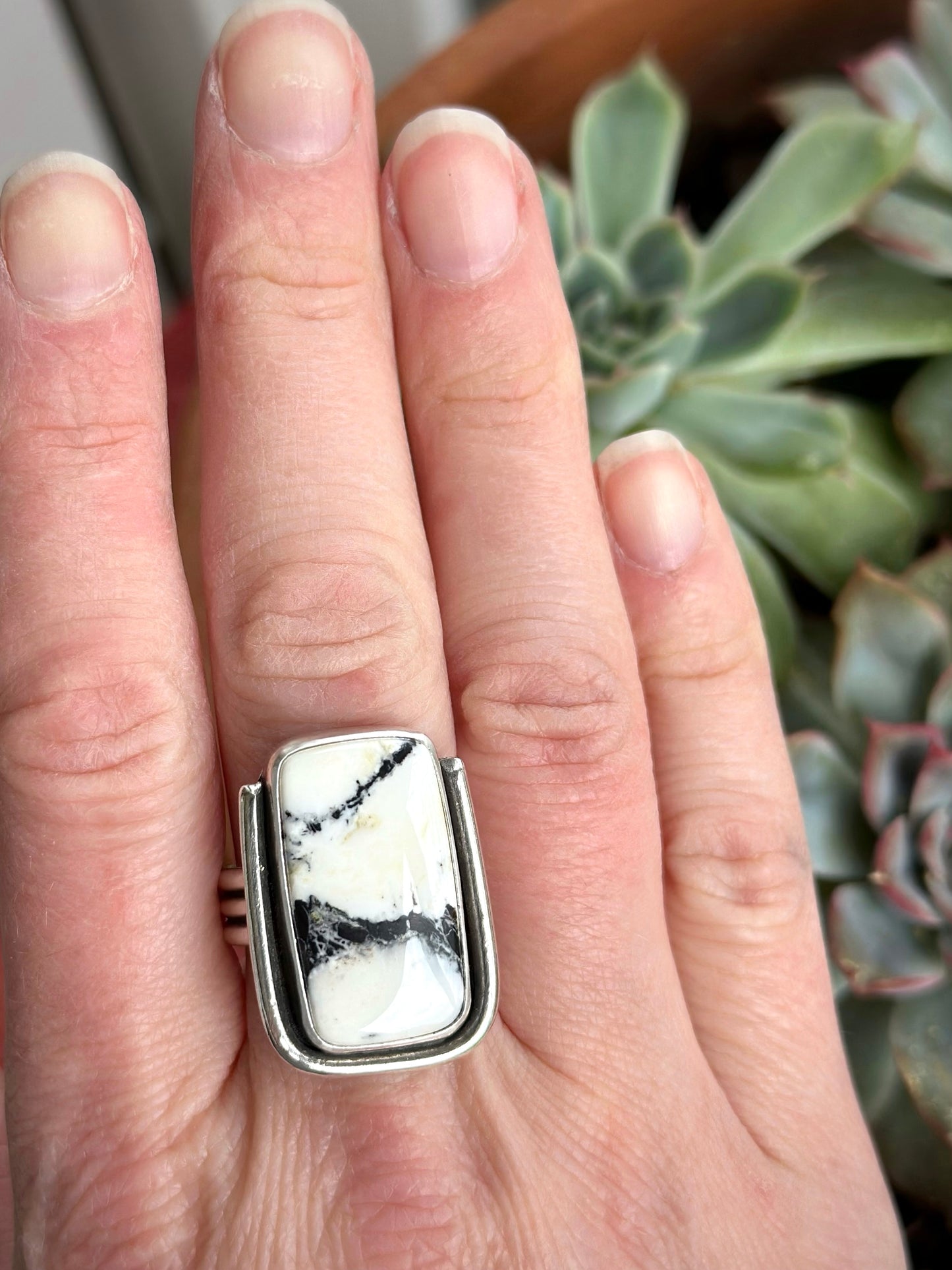 White Buffalo Ring in size 8.75