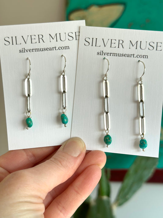 Emerald Valley Turquoise Paperclip Chain Earrings