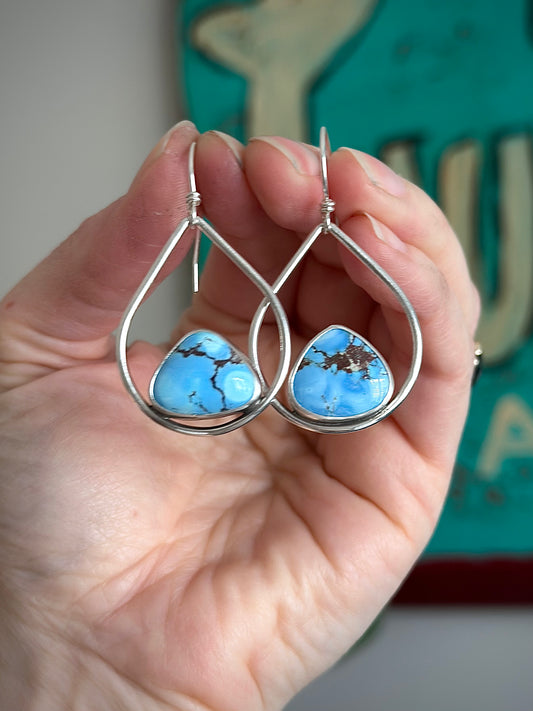 Golden Hills Turquoise Teardrop Hoop Earrings in Lavender