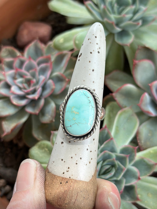 Royston Turquoise Twist Ring in size 7.25 to 7.5