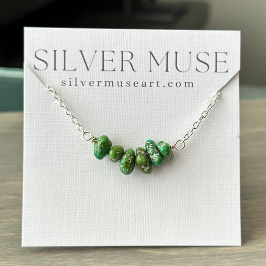 Sonoran Gold Turquoise Bar Necklace in Sterling Silver