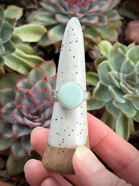 Calypso Variscite Round Ring with Swirl Band size 8