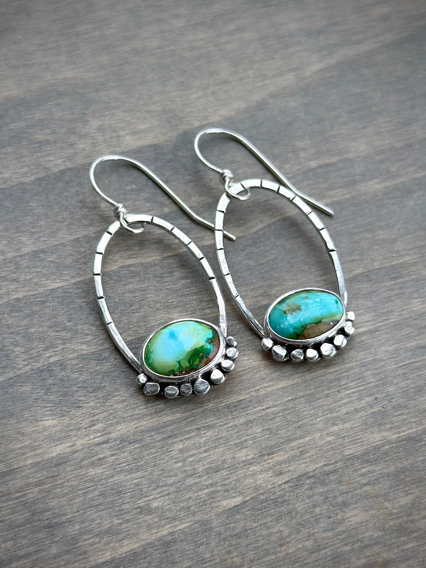 Sonoran Turquoise Oval Hoop Earrings in Pale Green