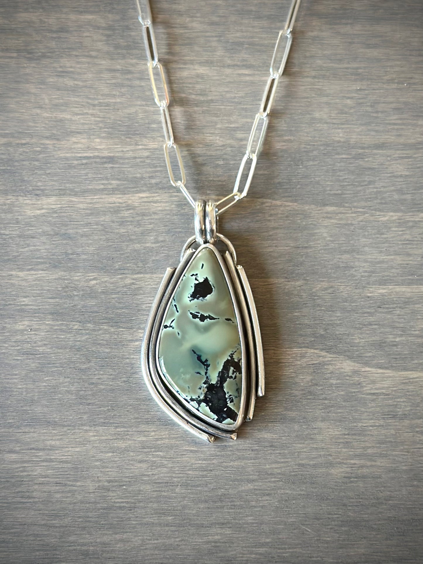 Nautilus Variscite Statement Pendant in Olive