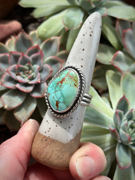 Royston Turquoise Twist Ring in size 8-3/4 to 9