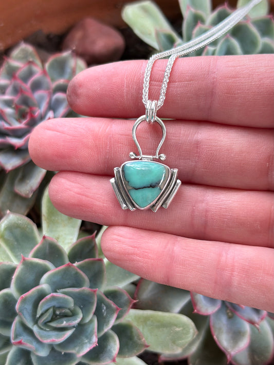 High Grade Desert Bloom Variscite Art Deco Pendant