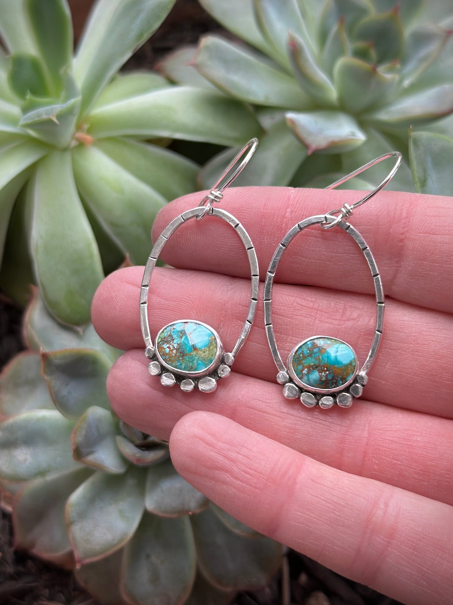 Sonoran Turquoise Oval Hoop Earrings in Blue