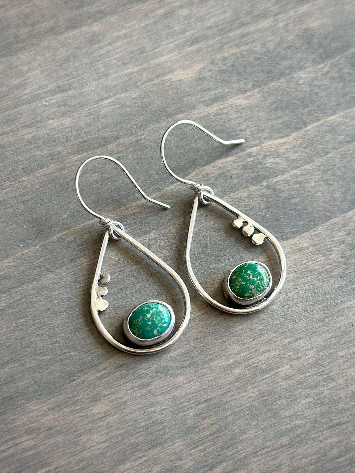 Emerald Valley Turquoise Teardrop Hoop Earrings in Green