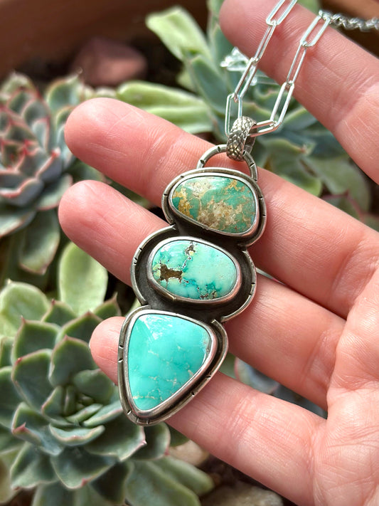 Color Totem Royston Turquoise, Blue Moon Turquoise + Fox Turquoise Pendant