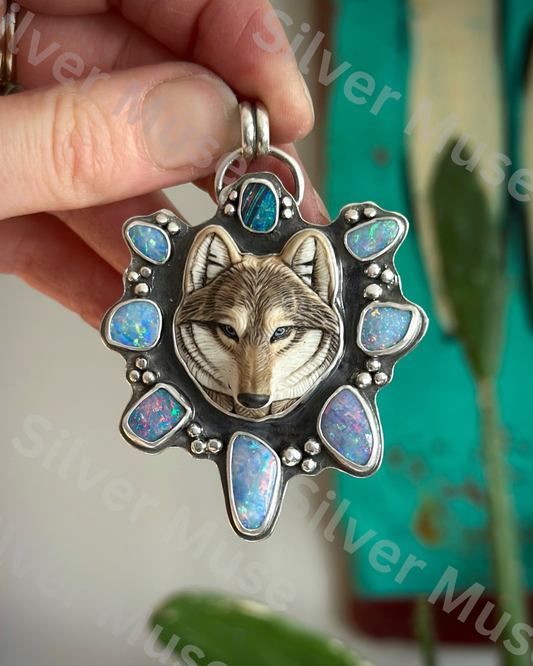 Opals + Laura Mears Wolf Face Pendant