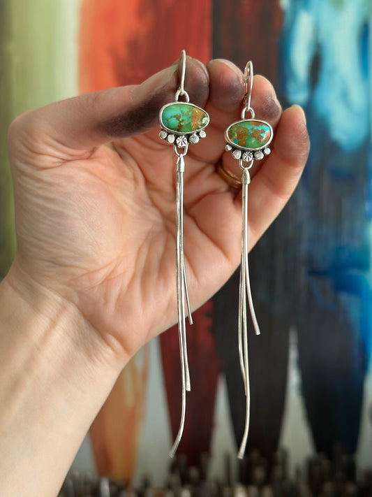 Sonoran Turquoise Fringe Earrings in Green