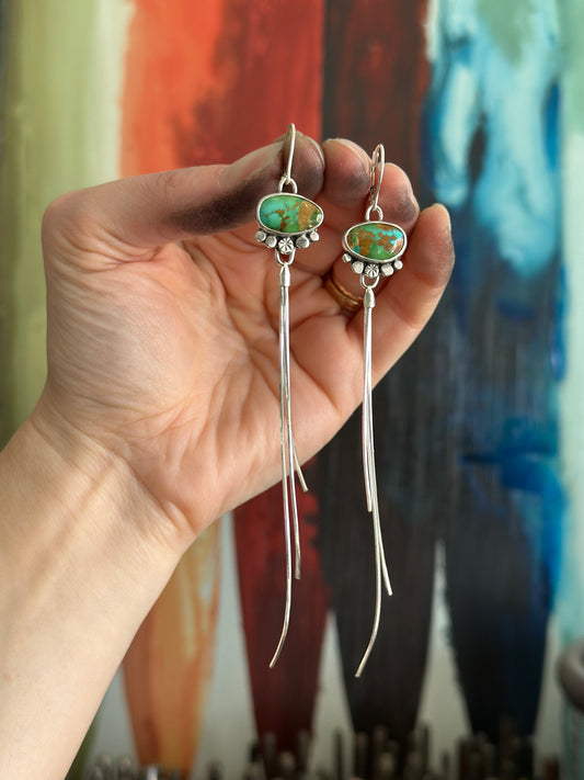 Sonoran Turquoise Fringe Earrings in Green