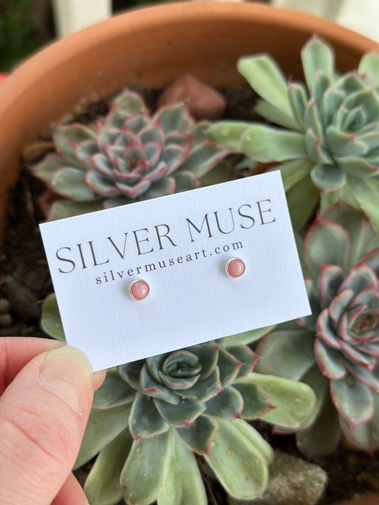 Pink Conch Shell Stud Earrings in Sterling Silver