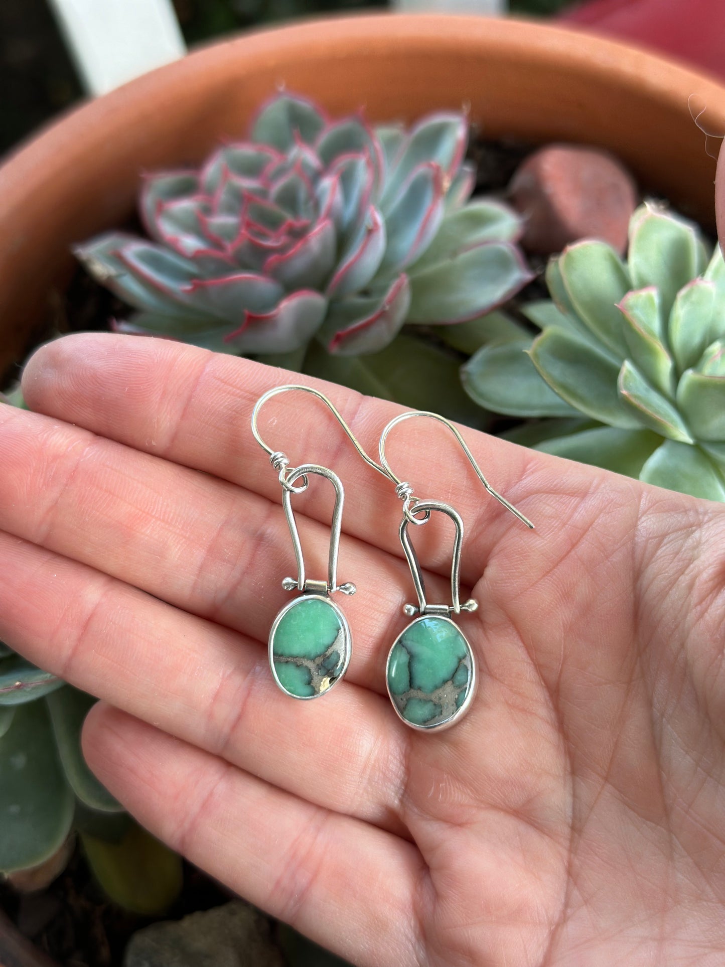 Desert Bloom Variscite Hinge Earrings + New Lander Variscite Ring