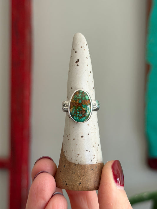 Patagonia Turquoise Ring size 7.25 STAMPED BAND