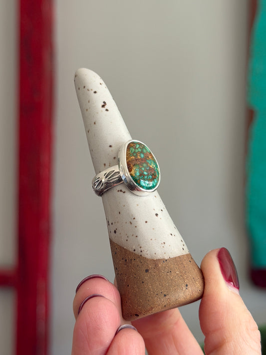 Patagonia Turquoise Ring size 7.25 STAMPED BAND