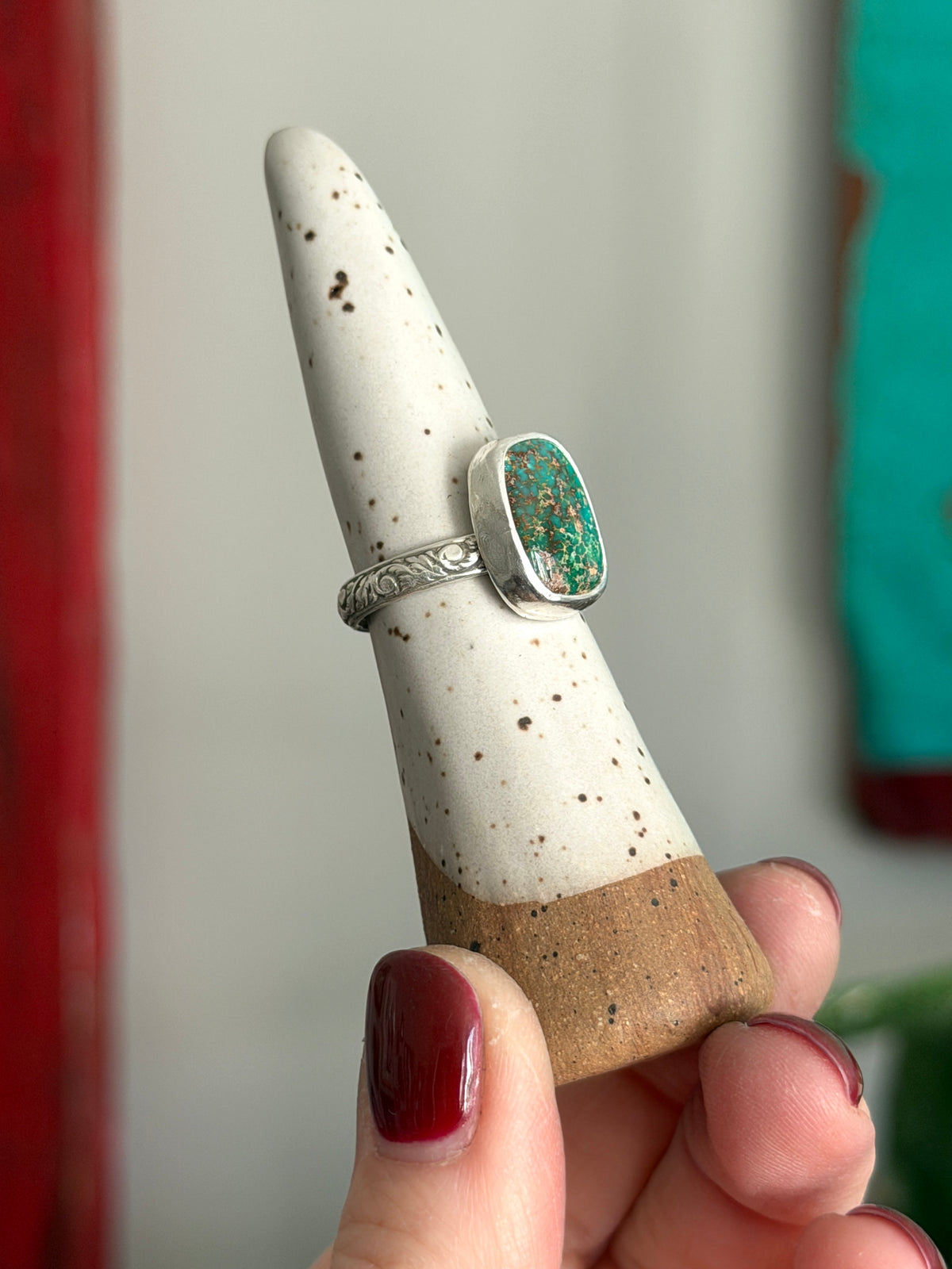 Patagonia Turquoise Ring fleur band size 7.75
