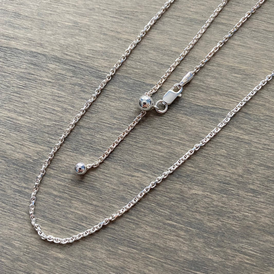 Sterling Silver Adjustable Cable Chain