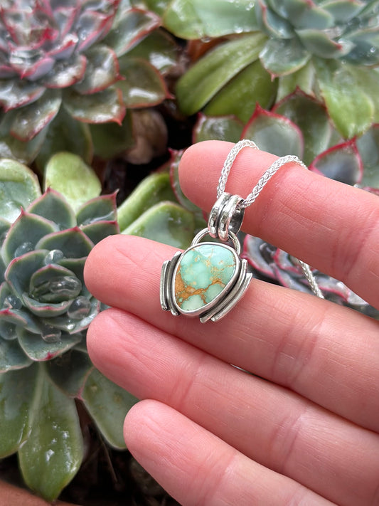 Royston Turquoise Art Deco Pendant in Green v4