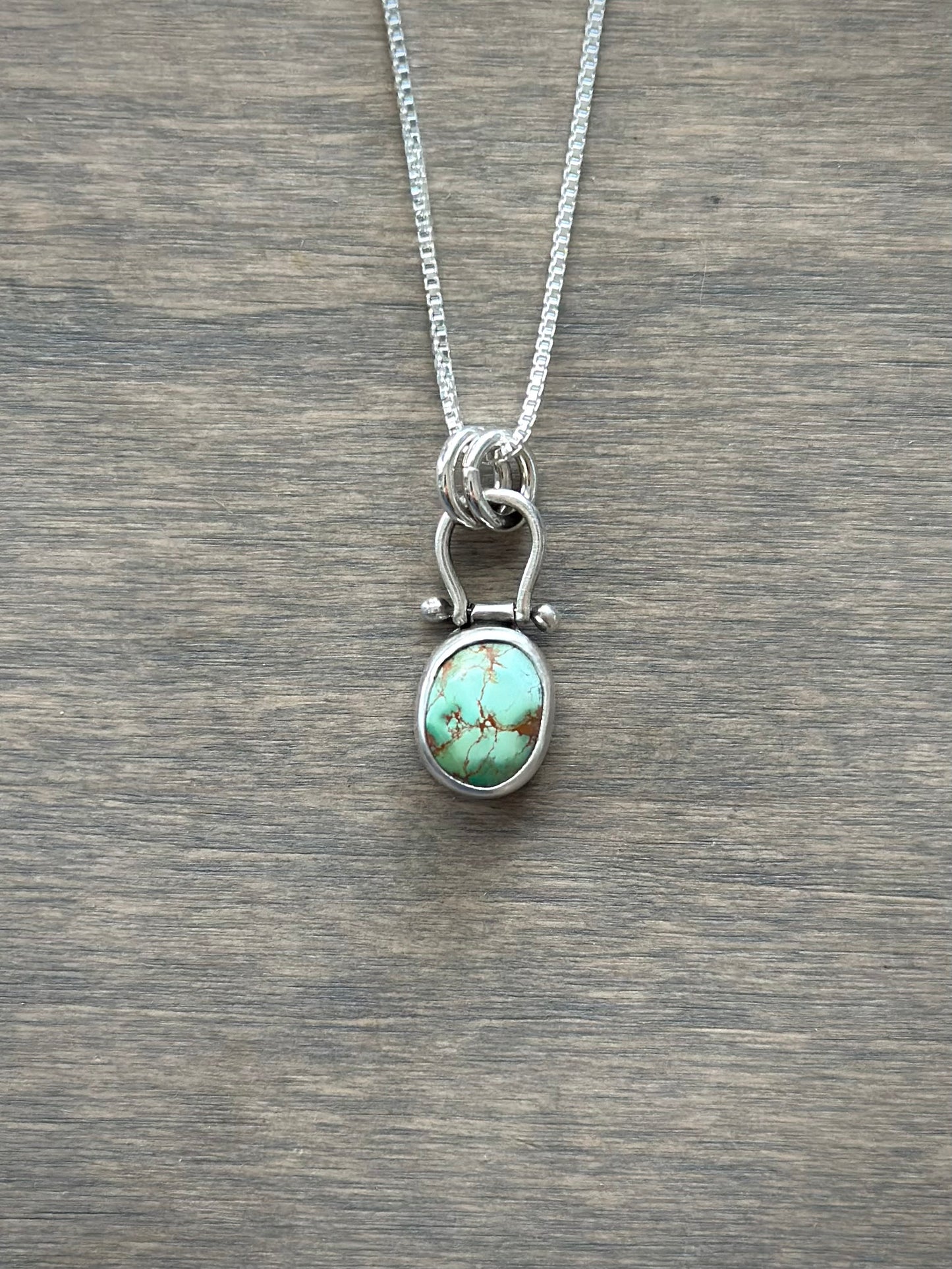 Tiny Royston Turquoise Hinge Pendant no. 12