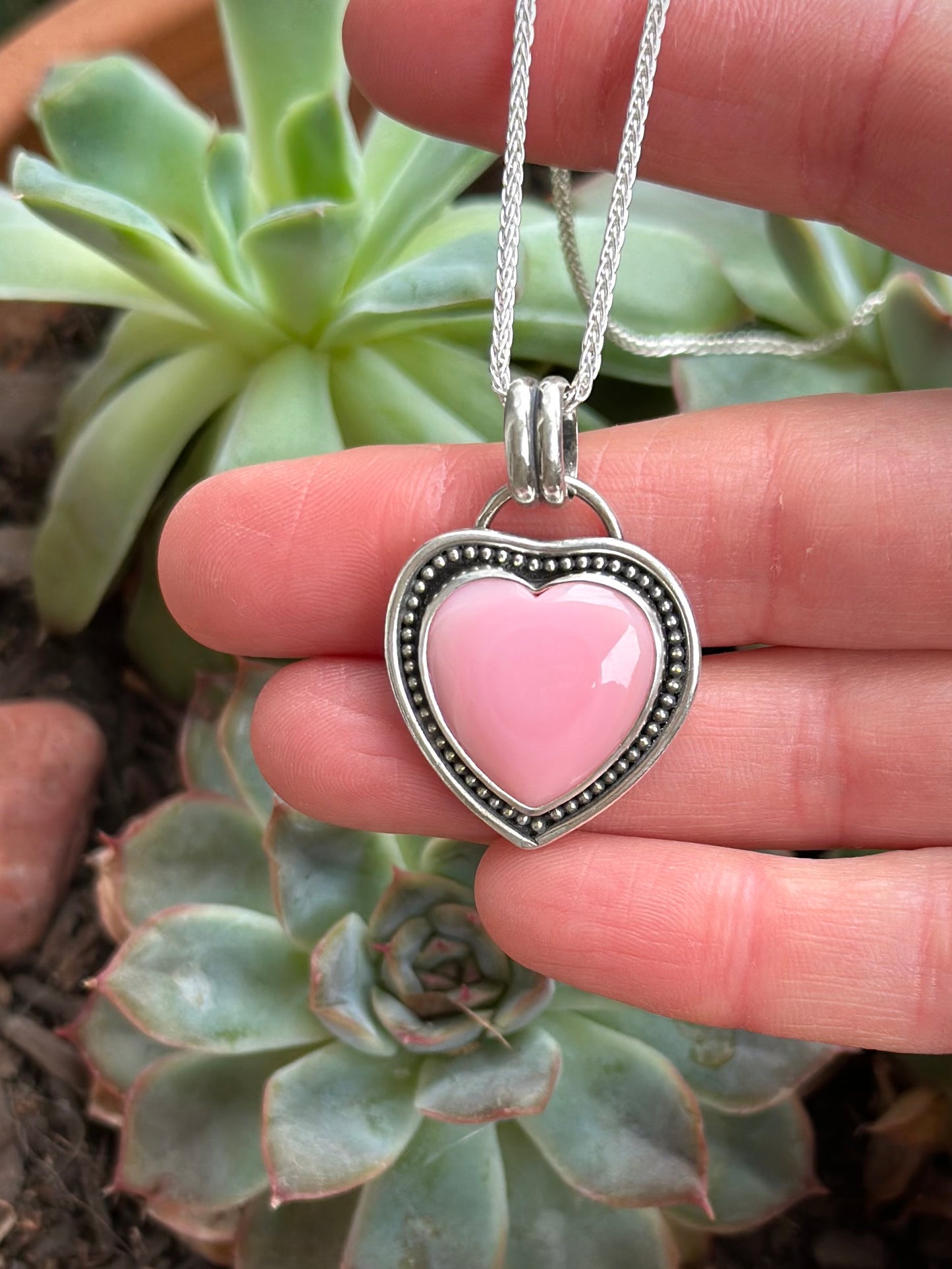 Pink Conch Shell Heart Pendant