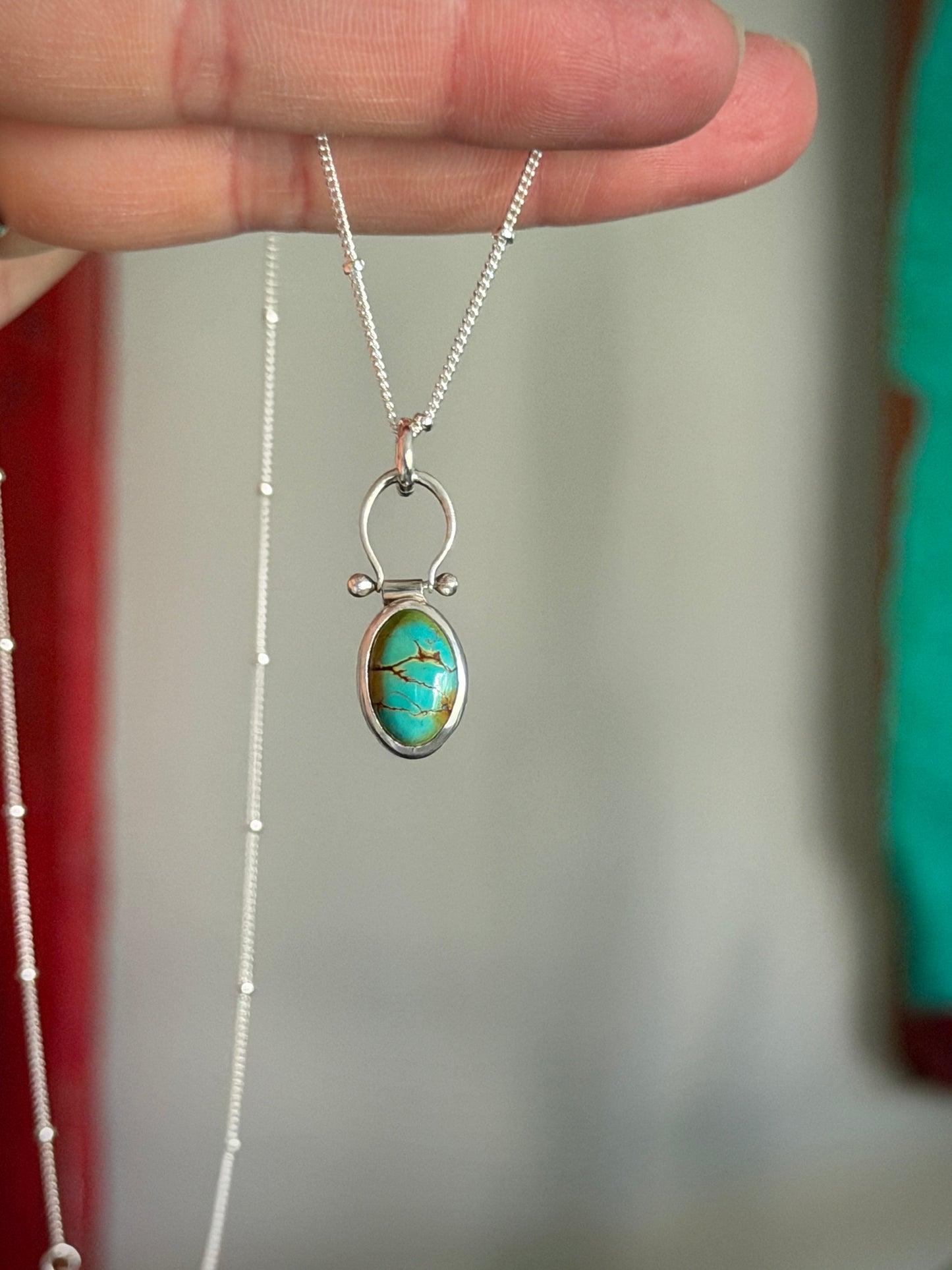Thunderbird Turquoise Little Pinned Hinge Necklace