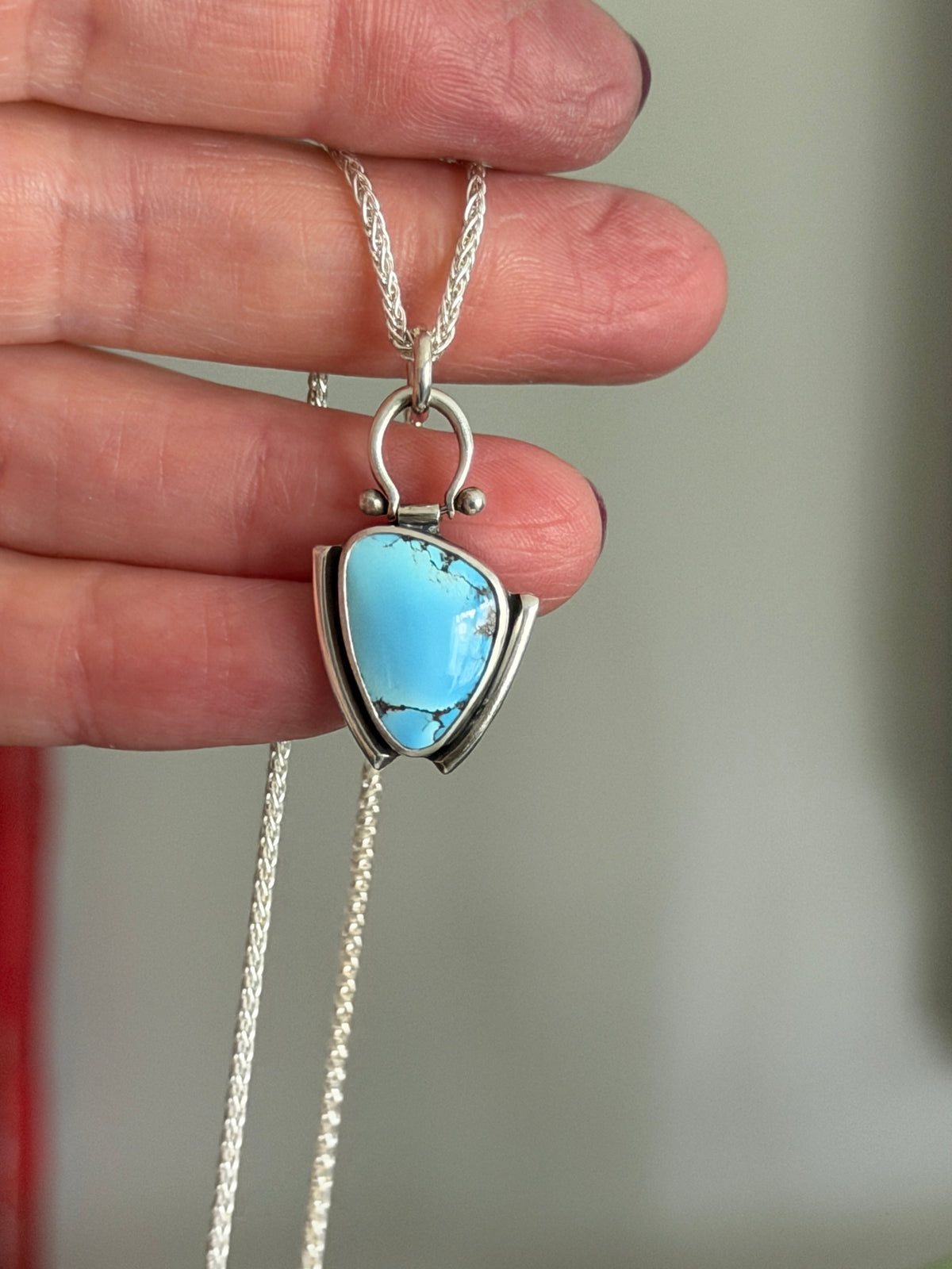 Golden Hills Turquoise Art Deco Hinge Pendant