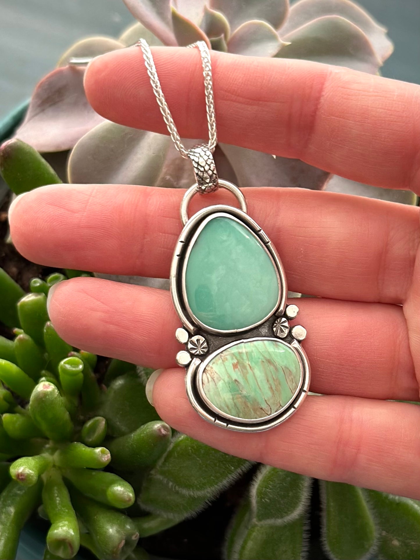 Desert Bloom + Australian Variscite Color Totem Pendant v1